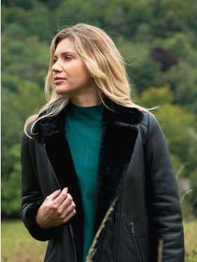 Linthwaite Sheepskin Aviator Jacket in Black