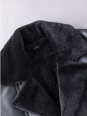 Linthwaite Sheepskin Aviator Jacket in Black