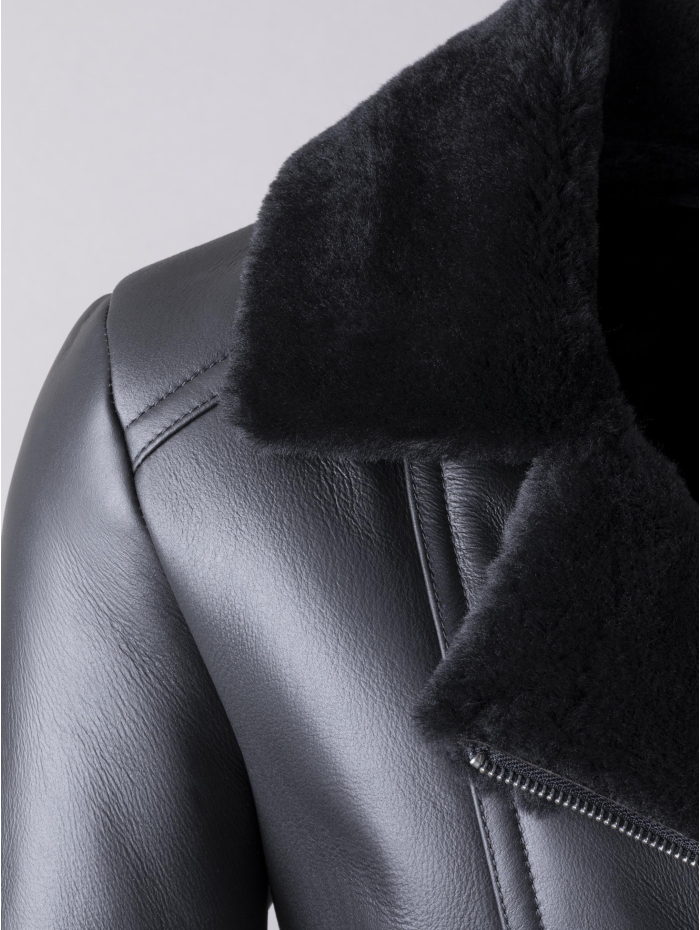 Linthwaite Sheepskin Aviator Jacket in Black