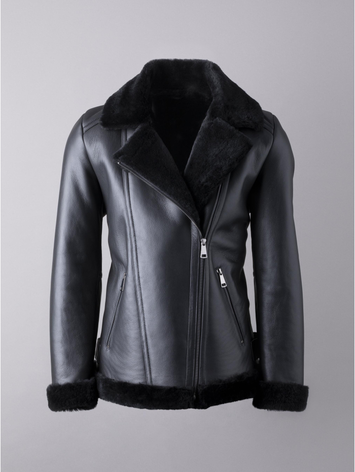 Linthwaite Sheepskin Aviator Jacket in Black