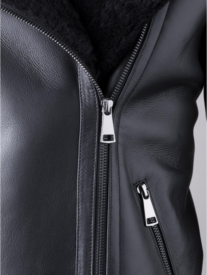 Linthwaite Sheepskin Aviator Jacket in Black