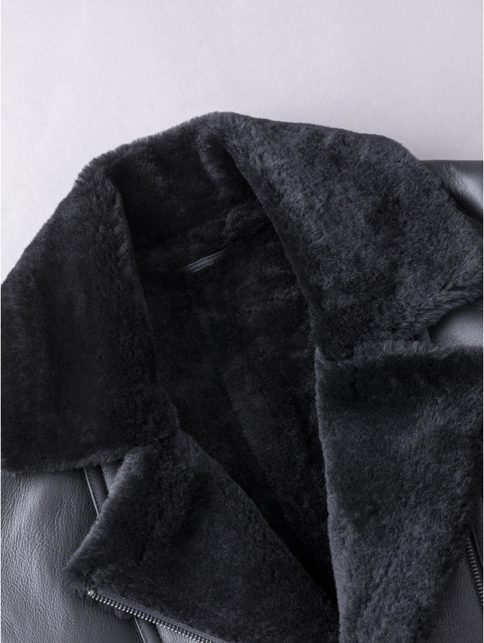 Linthwaite Sheepskin Aviator Jacket in Black